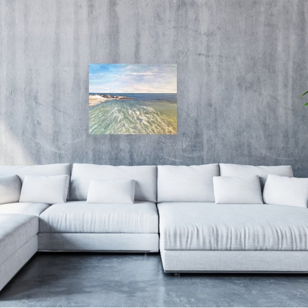 "Rippling Waters of Hartwell Beach"  Hand Painted in Acrylic on a 22 X 27 Canvas - Picture 3 of 6